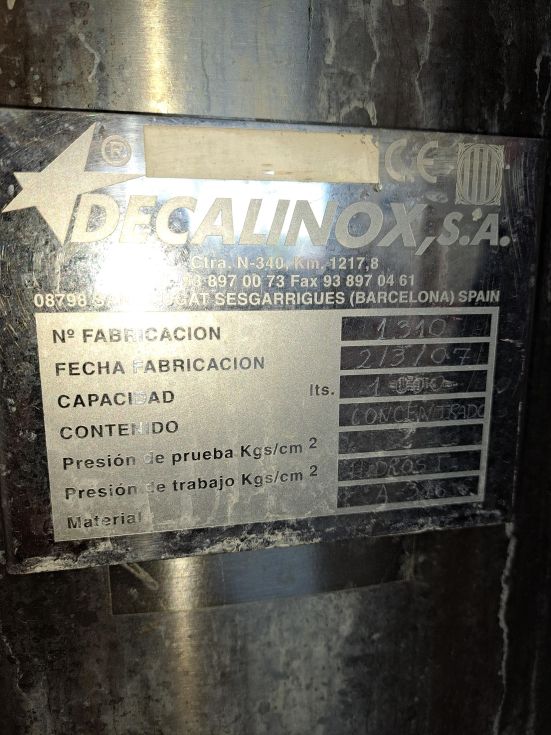 Deposito acero inoxidable 316 1000 litros con agitacion, media caña y calorifugado hermetico atex