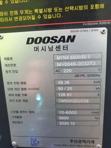 Centro de mecanizado vertical DOOSAN Mynx 6500/50