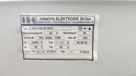 IEB INDUSTRIE ELEKTRONIK BRILON D 400 G 80/60 B1-FC Battery charger
