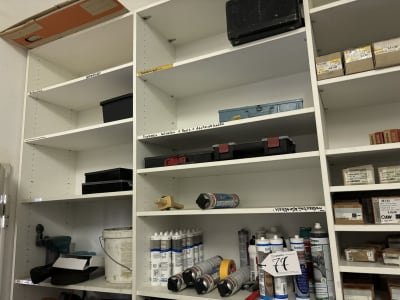 Cabinets and shelves with material