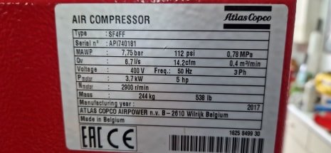 ATLAS COPCO SF 4 FF Scroll Compressor