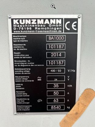 3-axis CNC machine (VMC) KUNZMANN - BA 1000