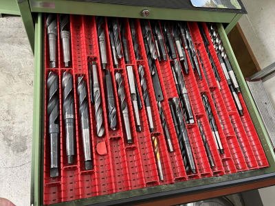 Workshop drawer cabinet with contents