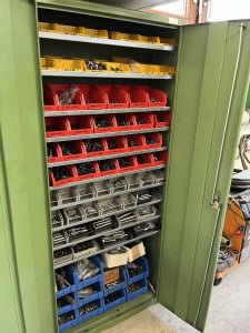 Workshop cabinet with contents