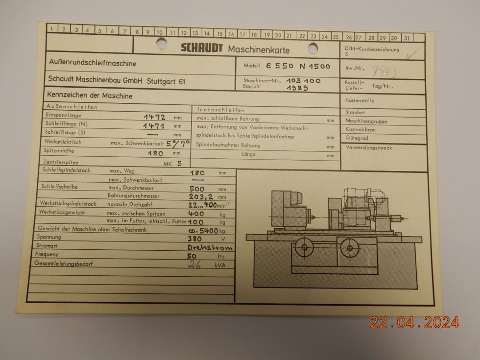 Cylindrical grinder Schaudt - E550 N1500