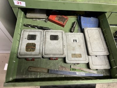 Workshop drawer cabinet with contents