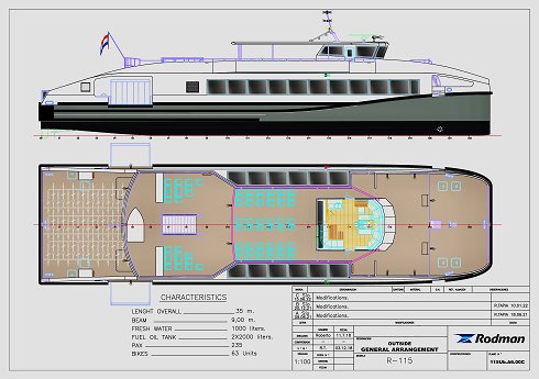 Barco de pasajeros de 34,95 m de eslora