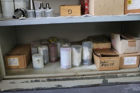 Double-door workshop cabinet with contents