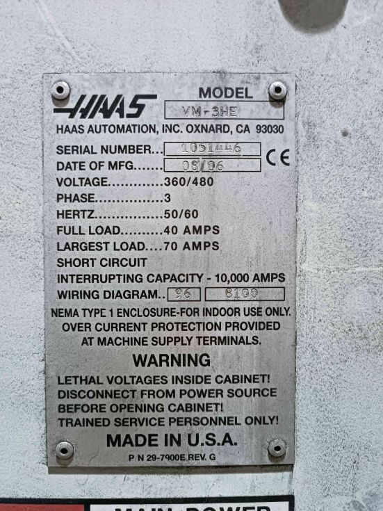 Centro de mecanizado haas vm-3he