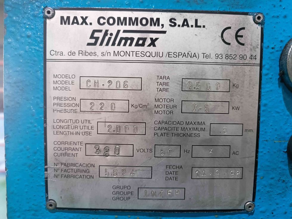 CIZALLA STILMAX de 2000 x 6 mm - Hidráulica