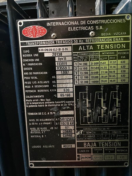 TRANSFORMADOR 630 KVA