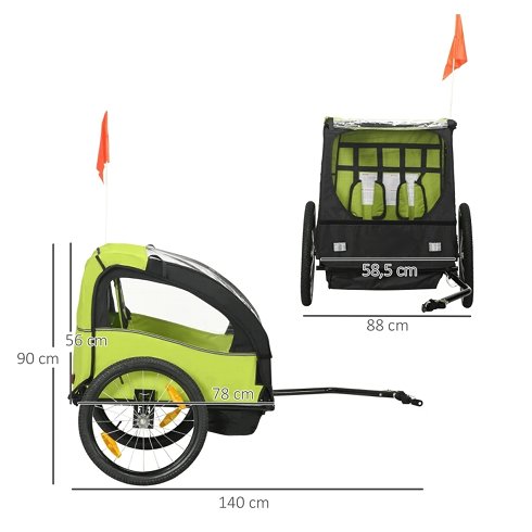 Remolque Bicicleta para 2 Niños con Suspensión (Nuevo)