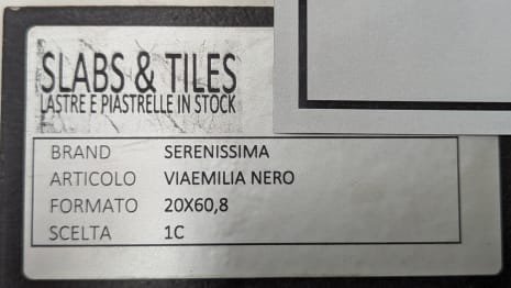 SERENISSIMA VIA EMILIA NERO Lot of tiles 20 x 60.8 (approx. 1.156,49 MQ)