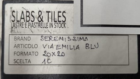 SERENISSIMA VIA EMILIA BLU Lot of tiles 20 x 20 (approx. 327,60 MQ)