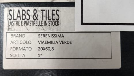 SERENISSIMA VIA EMILIA VERDE Lot of tiles 20 x 60.8 (approx. 1.958,73 MQ)