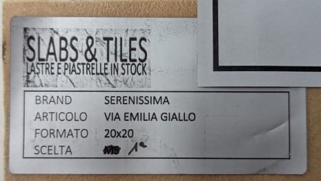 SERENISSIMA VIA EMILIA GIALLO Lot of tiles 20 x 20 (approx. 74,88 MQ)