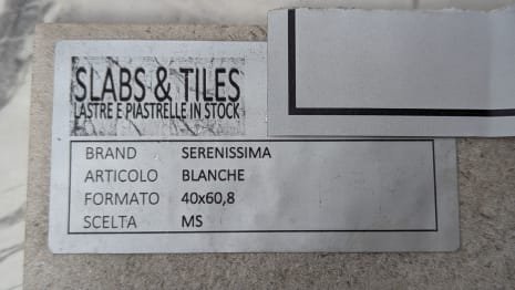 SERENISSIMA BLANCHE Lot of tiles 40 x 60.8 (approx. 29.10 MQ)