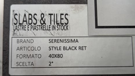 SERENISSIMA STYLE BLACK RET Lot of tiles 40 x 80 (approx. 116.16 MQ)