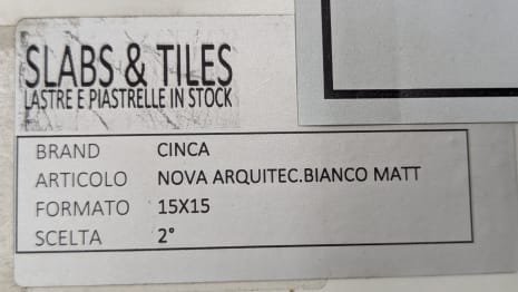 CINCA NOVA ARQUITEC.BIANCO MATT Lot of tiles 15 x 15 (approx. 240.00 MQ)