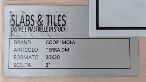 COOP IMOLA TERRA DM Lot of tiles 20 x 20 (approx. 47.52 MQ)