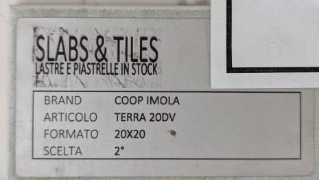 COOP IMOLA TERRA 20DV Lot of tiles 20 x 20 (approx. 368.16 MQ)