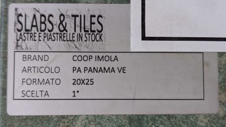 COOP IMOLA PA PANAMA VE Lot of tiles 20 x 25 (approx. 93,6 MQ)