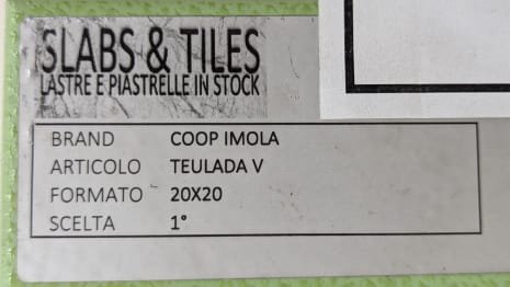 COOP IMOLA TEULADA V Lot of tiles 20 x 20 (approx. 349.80 MQ)