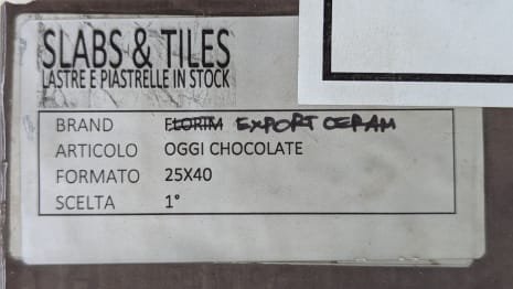 EXPORT CERAM OGGI CHOCOLATE Lot of tiles 25 x 40 (approx. 2.577,20 MQ)