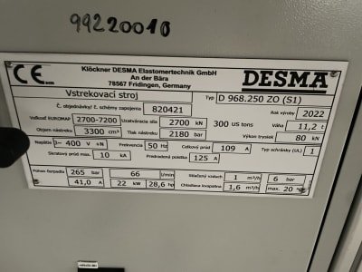 Inyectora KLOECKNER DESMA ELASTOMERTECHNIK GMBH D 968.250