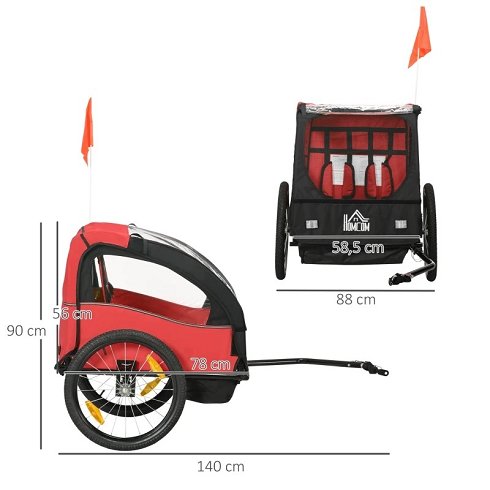 Remolque Bicicleta para 2 Niños con Suspensión (Nuevo)