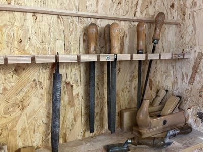 Wooden cabinet with contents