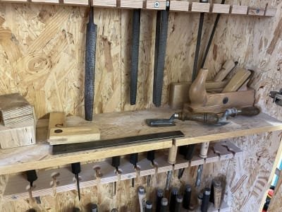 Wooden cabinet with contents