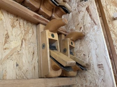 Wooden cabinet with contents