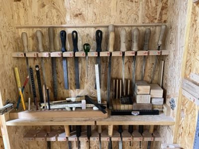 Wooden cabinet with contents