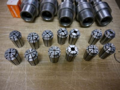 SCHAUBLIN 5x HSK-E40 collet chucks + 15x collets D20UP (suitable)