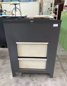 Cold circular saw base cabinet with chip container