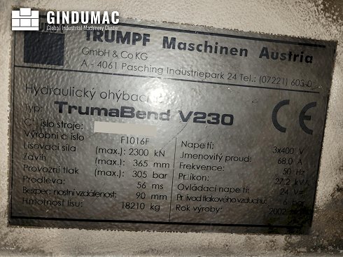 &#x27a4; Venta de prensas usadas TRUMPF Trumabend V230 | gindumac.com