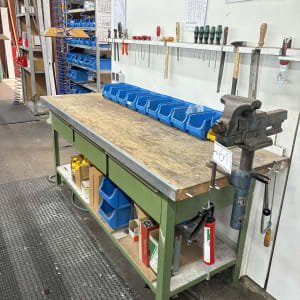 Workbench and 2 shelf racks