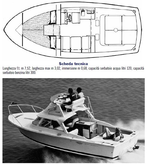 Lancha (vedette con fly) de 7,52 m de eslora