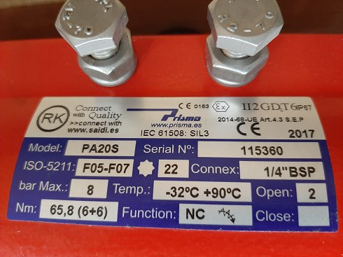 VALVULA DE BOLA RK DN80 PN16 CON ACTUADOR NEUMATICO