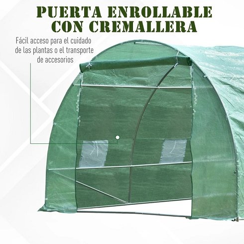 Invernadero con Tubo Acero Galvanizado de 6x3m con Puerta Enrollable (Nuevo)