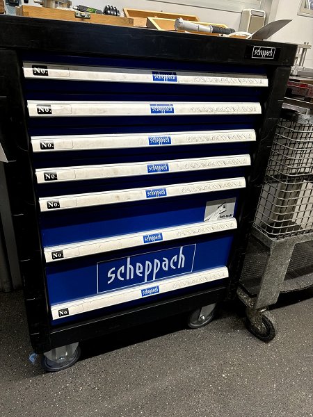 SCHEPPACH Workshop trolley with contents