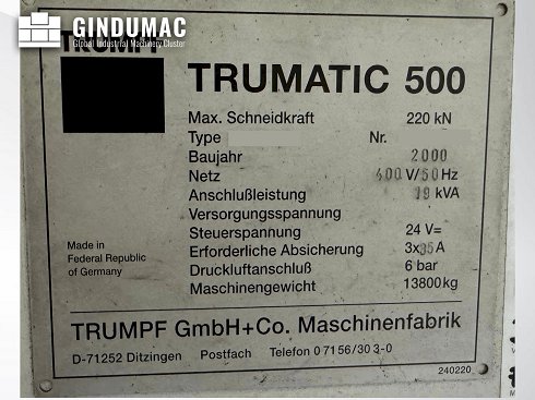 &#x27a4; Venta de TRUMPF TRUMATIC 500 usados | gindumac.com