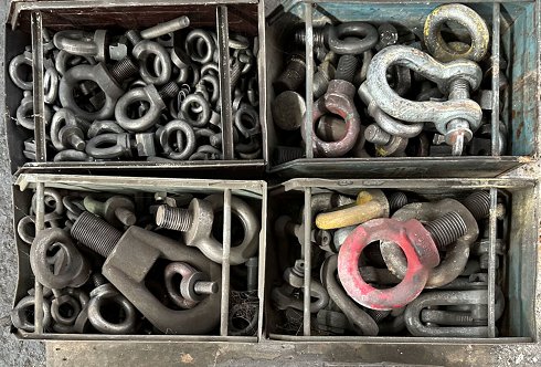 Item load lifting equipment, eyebolts, shackles, lashing stops