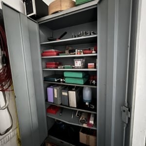 Workshop cabinet with contents