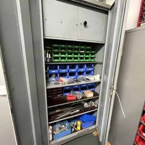 Workshop cabinet with contents