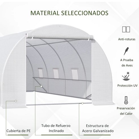 Invernadero con Tubo de Acero de 6x3m con Puerta Enrollable (Nuevo)