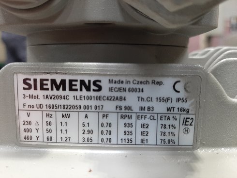 MOTOR SIEMENS 1,1 KW - 1,27 KW