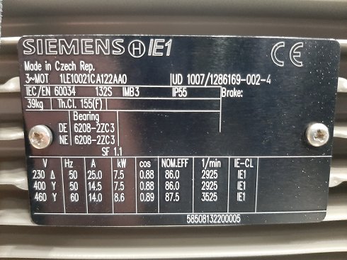 LOTE MOTORES NUEVOS SIEMENS TRIFASICOS 10CV  7.5KW-8.6 KW.