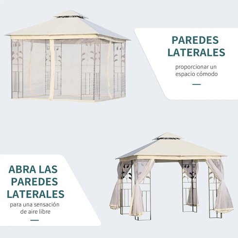 Carpa Cenador de Acero 3x3m con Paredes Malla Mosquiteras (Nueva)